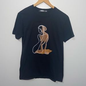 Women’s Line Drawing Graphic Tee (Size: S) (Color: Black/Brown/White)
